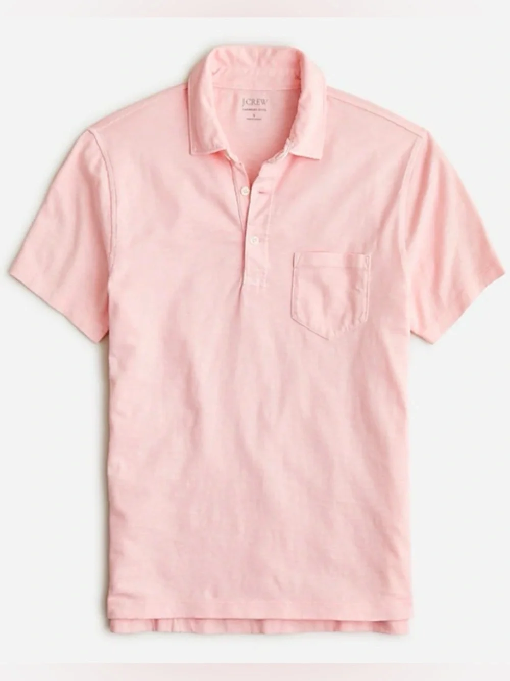 J.Crew garment-dyed slub cotton pocket polo shirt in a light pink size Medium